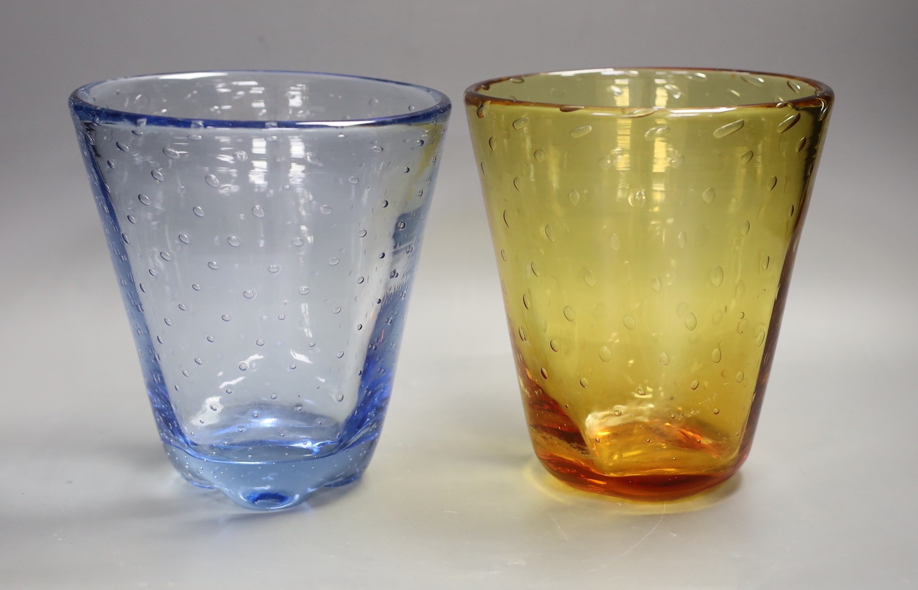 Two bubble suffused glass vases, probably Whitefriars, 18cms high